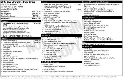 Black Clearcoat 2025 Jeep Wrangler 4-Door Sahara 4x4