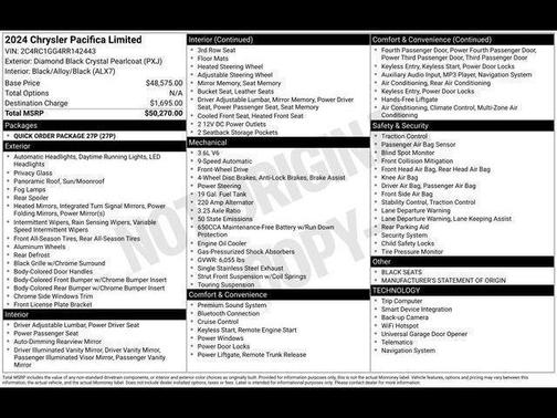 Diamond Black Crystal Pearlcoat 2024 Chrysler Pacifica Limited