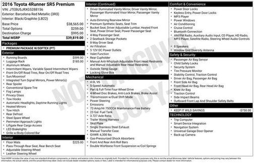 2016 Toyota 4Runner SR5 Premium