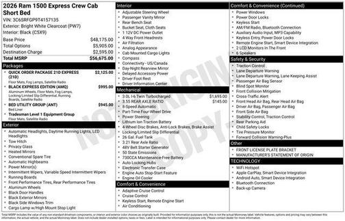 Bright White Clearcoat 2026 RAM 1500 Express