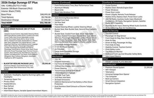 DB Black Crystal Clearcoat 2026 Dodge Durango GT Plus