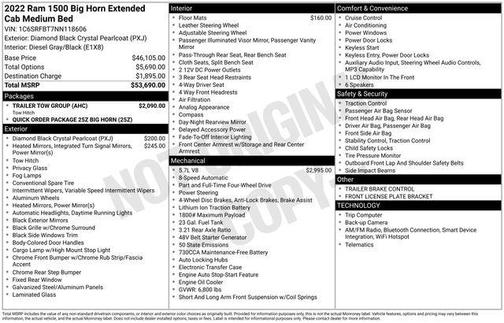 Diamond Black Crystal Pearlcoat 2022 RAM 1500 Big Horn/Lone Star