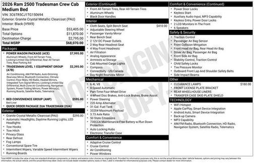 Granite Crystal Metallic Clearcoat 2026 RAM 2500 Tradesman Crew Cab 4x4 6'4' Box