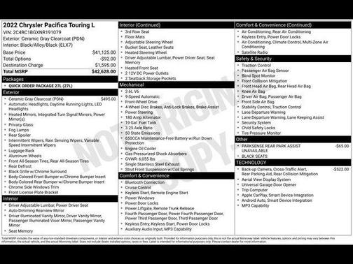 Ceramic Gray Clearcoat 2022 Chrysler Pacifica Touring L