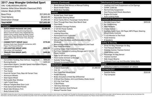 2017 Jeep Wrangler Unlimited Sport