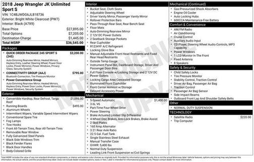 2018 Jeep Wrangler JK Unlimited Sport