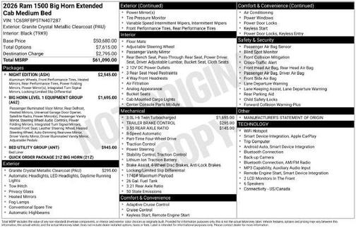 Granite Crystal Metallic Clearcoat 2026 RAM 1500 Big Horn/Lone Star