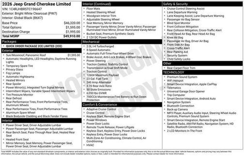 Bright White Clearcoat 2026 Jeep Grand Cherokee Limited