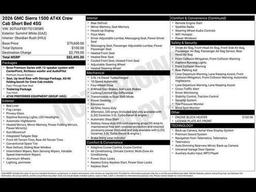 Summit White 2026 GMC Sierra 1500 AT4X