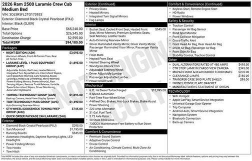 Diamond Black Crystal Pearlcoat 2026 RAM 2500 Laramie
