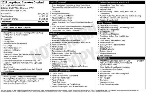 Bright White Clearcoat 2022 Jeep Grand Cherokee Overland