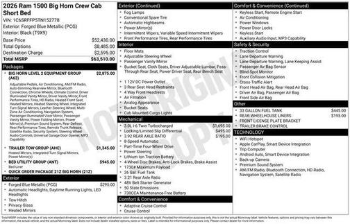 2026 RAM 1500 Big Horn/Lone Star