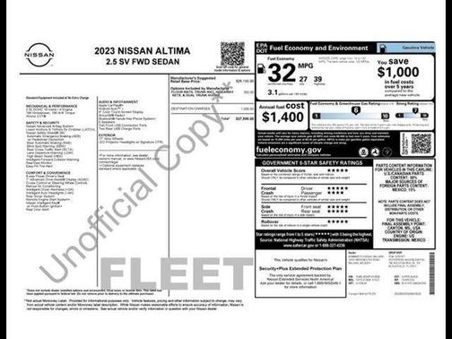 Super Black Clearcoat 2023 Nissan Altima 2.5 SV