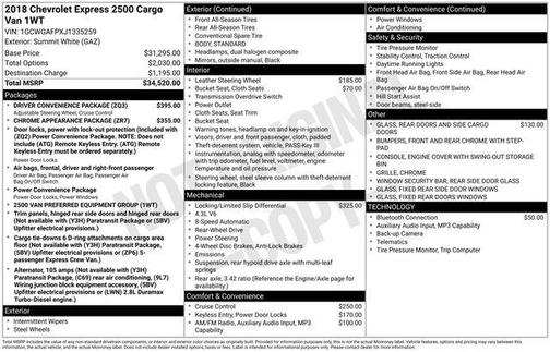 2018 Chevrolet Express 2500 Work Van