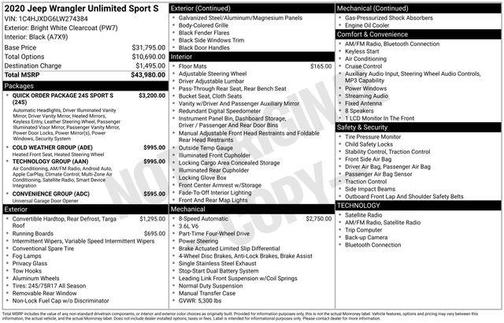 2020 Jeep Wrangler Unlimited Sport