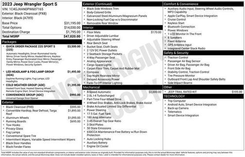 Black Clearcoat 2023 Jeep Wrangler Sport S