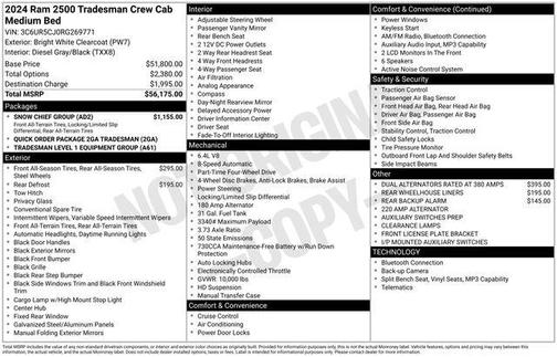 Bright White Clearcoat 2024 RAM 2500 Tradesman Crew Cab 4x4 6'4' Box