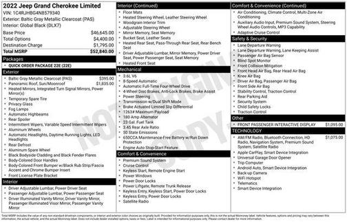 Baltic Gray Metallic Clearcoat 2022 Jeep Grand Cherokee Limited