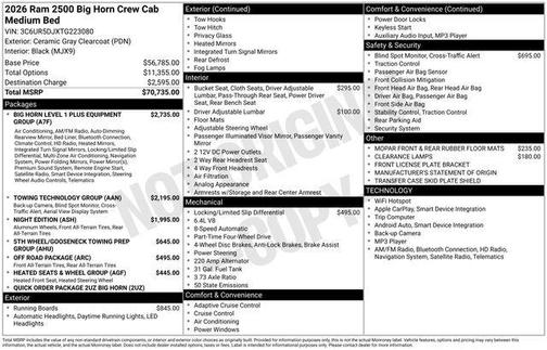 2026 RAM 2500 Big Horn Crew Cab 4x4 6'4' Box