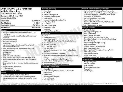 Jet Black Mica 2024 Mazda Mazda3 2.5 S Select Sport