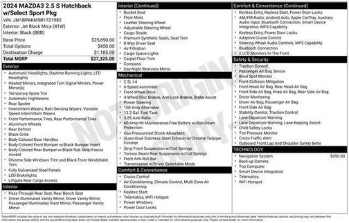 Jet Black Mica 2024 Mazda Mazda3 2.5 S Select Sport