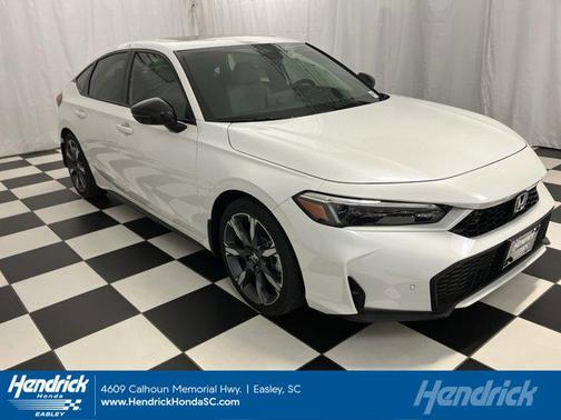 Platinum White Pearl 2026 Honda Civic Hybrid Sport Touring