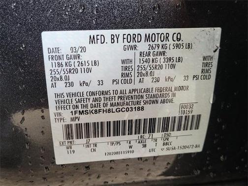 MAGNETIC METALLIC 2020 Ford Explorer Limited