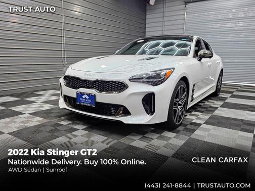 Snow White Pearl 2022 Kia Stinger GT2 AWD Luxury 4-Door Sedan