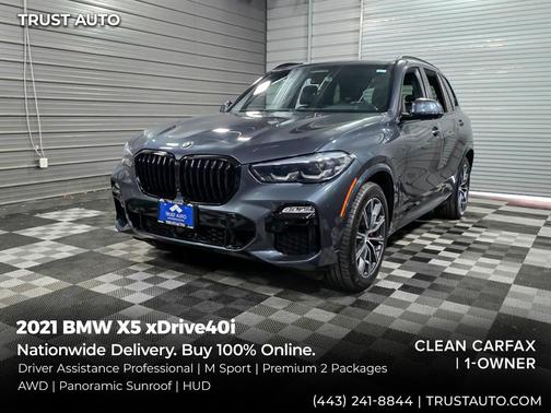 Arctic Gray Metallic 2021 BMW X5 xDrive40i AWD Luxury SUV w/Driver Assistance Pro/M Sport Pkgs
