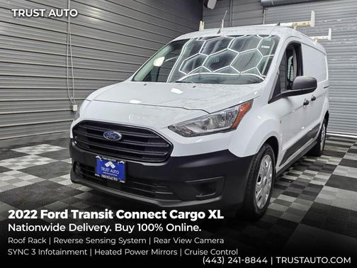 Frozen White 2022 Ford Transit Connect XL 121''LWB Minivan/Van w/Roof Racks