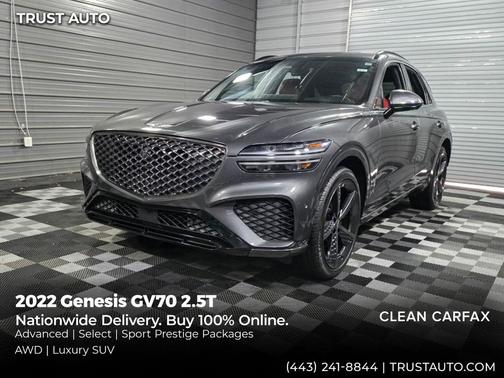 Himalayan Gray 2022 Genesis GV70 2.5T AWD Luxury SUV w/Advanced/Select/Sport Prestige Pkgs