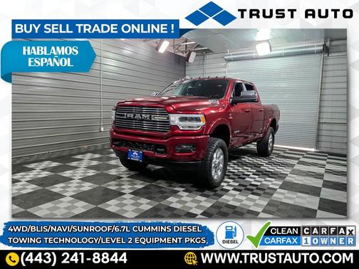 2019 RAM 3500 Laramie 4WD SRW Crew Cab Cummins Diesel Pickup Truck w/Level 2 Equipment Group