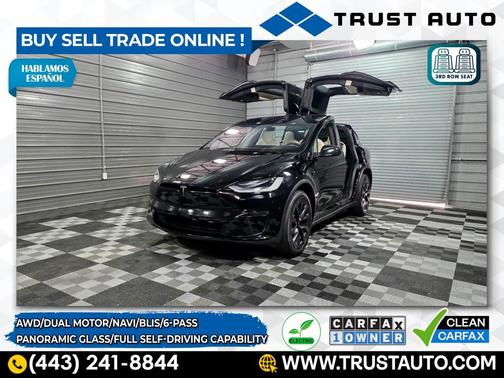 2023 Tesla Model X Plaid AWD Luxury 3rd Row 6-Passenger Electric SUV w/Full Self-Driving Capability