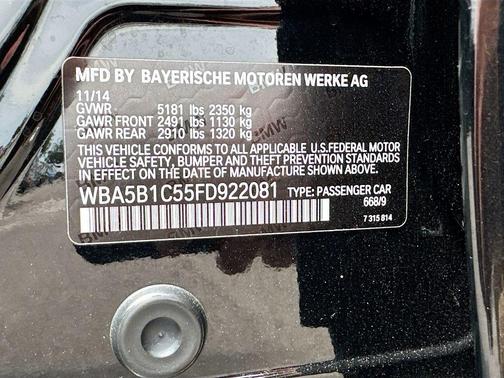 Jet Black 2015 BMW 535 i