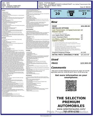 Agate Black Metallic 2020 Ford Explorer Limited