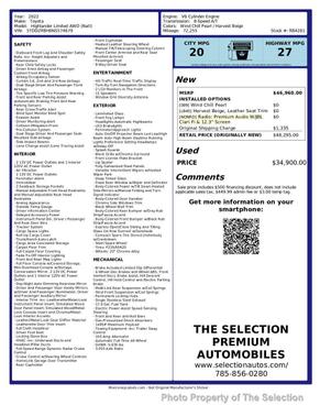 Wind Chill Pearl 2022 Toyota Highlander Limited