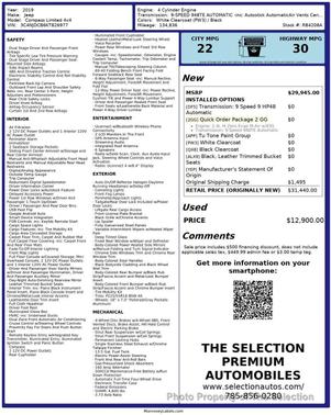 White Clearcoat 2019 Jeep Compass Limited