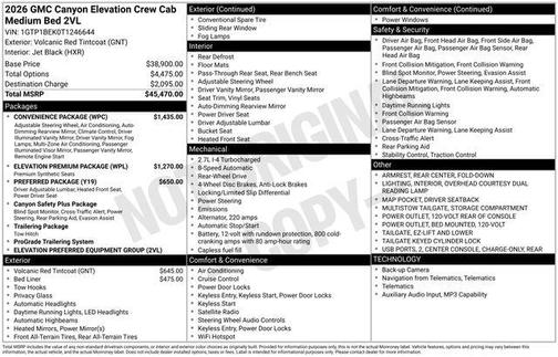 Volcanic Red Tintcoat 2026 GMC Canyon Elevation