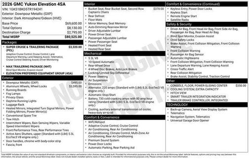 2026 GMC Yukon 2WD Elevation