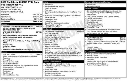 Onyx Black 2026 GMC Sierra 2500 AT4X