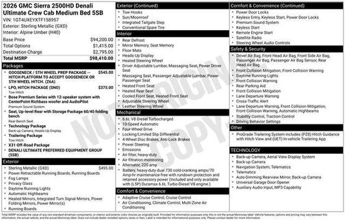 2026 GMC Sierra 2500 Denali Ultimate