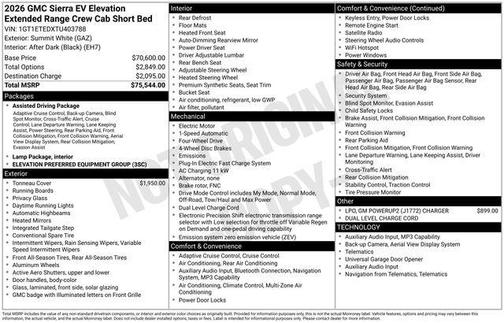 2026 GMC Sierra EV Extended Range Elevation