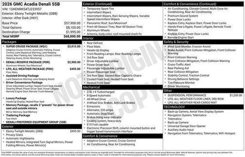2026 GMC Acadia Denali