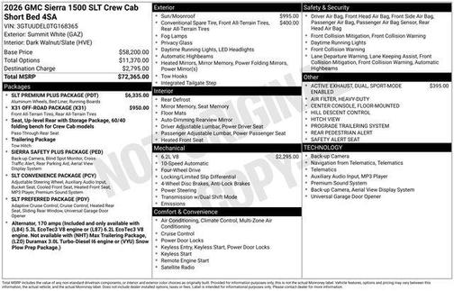 Summit White 2026 GMC Sierra 1500 SLT