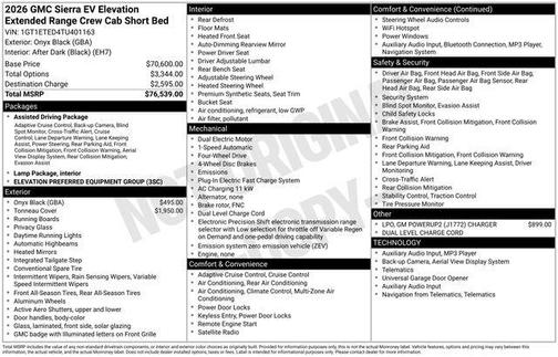 Onyx Black 2026 GMC Sierra EV Extended Range Elevation