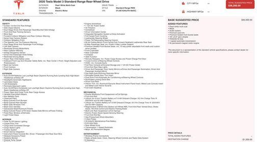 2020 Tesla Model 3 Standard Range Plus