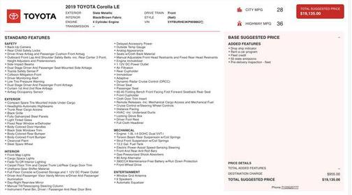 2019 Toyota Corolla LE