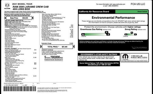 2021 RAM 3500 Laramie Crew Cab 4x4 8' Box
