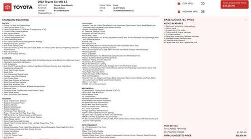 Classic Silver Metallic 2022 Toyota Corolla LE