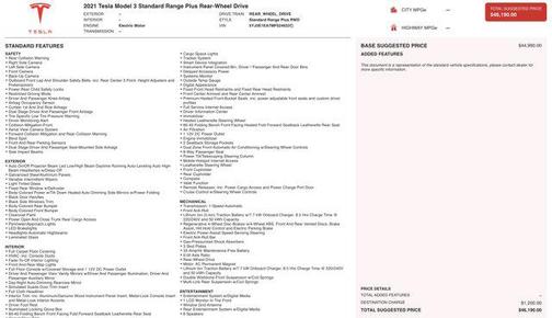 2021 Tesla Model 3 Standard Range Plus